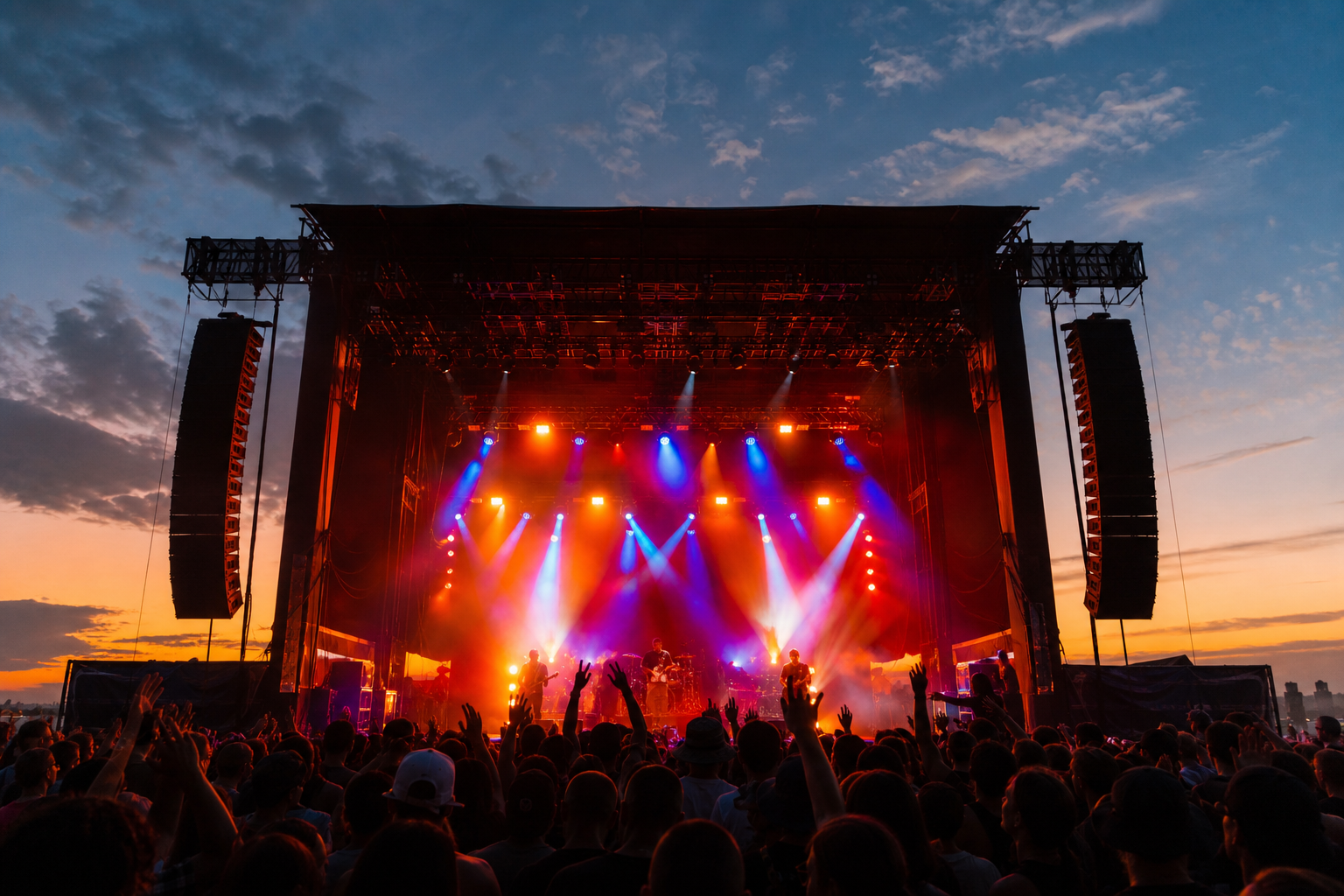 Sonorisation d'un festival en plein air avec système de diffusion line array